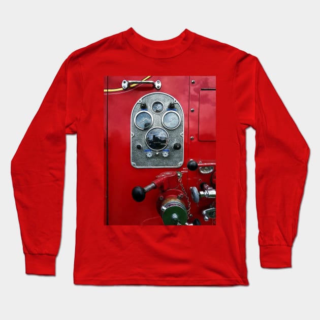 Fire Truck - Gauges on Vintage Fire Truck Long Sleeve T-Shirt by SusanSavad